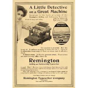  1913 Ad Detective Machine Remington Typewriter Subtract 