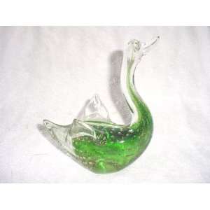  Crystal & Green Glass Swan 