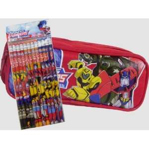  New Transformers Red Pencil Case and Pack of Decorated 