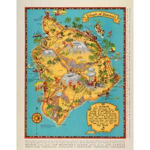 1931 Ad Island of Hawaii Map Ruth Taylor White Cartograph Color 