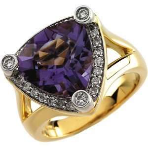  Trillion Amethyst & Diamond ring in 14 kt Yellow Gold(8) Jewelry