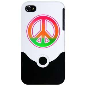  iPhone 4 or 4S Slider Case White Neon Peace Symbol 
