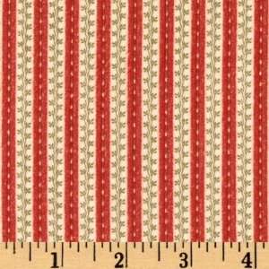  43 Wide Country Flannel Christmas Stripes Red/Cream Fabric 