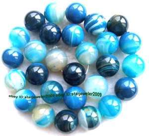 Blue Stripe Agate Round Gemstone Beads 15 6mm 8mm 10mm 12mm 14mm 