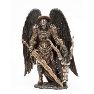 St. Michael Killing Dragon Statue 10.75 Inch Figurine  
