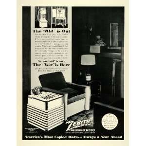  1936 Ad Zenith Long Distance Radio End Table Model Musical 