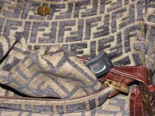 authentic FENDI ZUCCA RUGATO leather trimmed gold hardware carpet 
