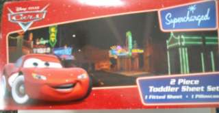 Disney Pixar CARS Supercharged 2 Piece Toddler Bed Sheet Set New 