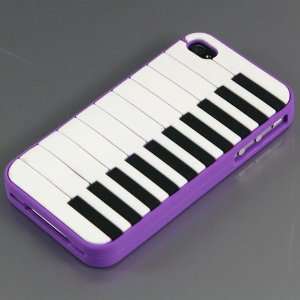 com Purple / Piano design Silicone Case for Apple iPhone 4 / 4S+ Free 