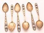 Vintage Russian Silver Enamel 6 Tea Spoons Set 1940s