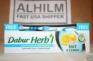   NATURAL Dabur WHITENING Toothpaste 150g SALT & LEMON FREE ToothBRUSH