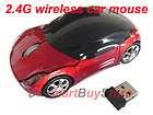 New Car Shape USB 2.4GHz 3D Optical Wireless Mouse Mice Red