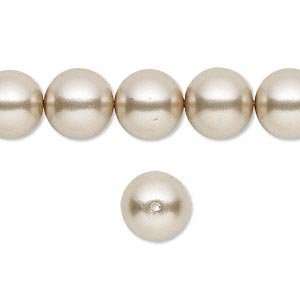  #21011 10mm Bead, glass pearl, beige, round 10 beads Arts 