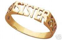 9k Gold SISTER Ring   sizes 4 to 11  