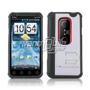 com HTC EVO 3D   Gray/White Premium Kickstand Case + Screen Protector 