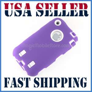 Hard Case w/ Soft Skin Rubber Silicone Cover For iPhone 3G 3GS Purple 