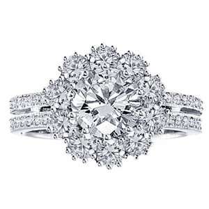   Shank Diamond Halo Engagement Ring in Platinum Pave Setting   Size 3.5
