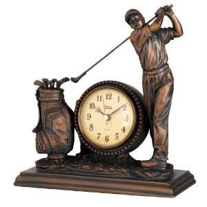  The Golfer Bronze Finish Mantle Clock