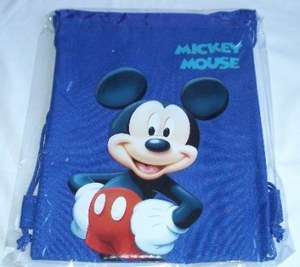 Mickey Mouse Drawstring Backpack Sling Tote Bag Blue )  