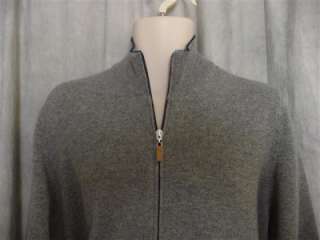   Brunello Cucinelli gray cashmere cardigan zip front  52/L; Rtl $800