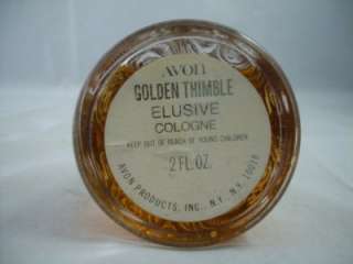 Vintage Avon Golden Thimble Elusive Cologne Bottle  