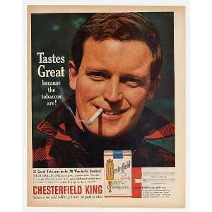  1963 Chesterfield Cigarette Man Smoking Print Ad (6894 