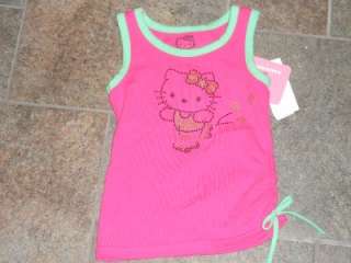 NWT Hello Kitty Pink Green Tank Top Shirt Sparkly 2T  