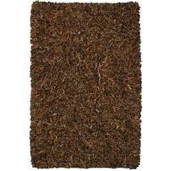 Hand tied Pelle Brown Leather Shag Rug (8 x 10)  