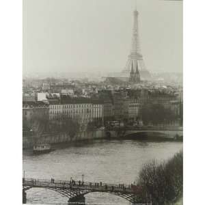 Paris Pont des Arts Bridge Black and White Postcard 