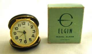 Vintage Elgin Wind Up Travel Alarm Original Box  