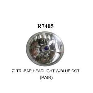  Racing Power R7405 7in Tri Bar Headlight w/Blue Dot (Pair 