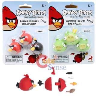 Angry Birds Puzzle Erasers Set  Red Blue Birds and Pigs Rovio 