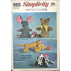  Vintage 1966 Simplicity Pattern Stuffed Bear Mouse and Dog 