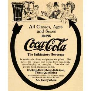 1907 Ad Coca Cola Carbonated Beverages Drink Glass   Original Print Ad