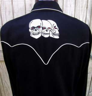 Cadzoots Handmade Retro Western Cowboy Skull Shirt Lg  