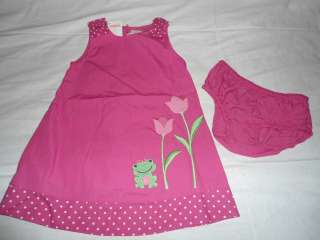 NWT~GYMBOREE~Bright Tulip Pnk Frog Bow Dress & Blmrs~2T~$38  