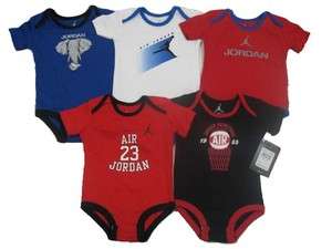 New NWT $60 Baby Boy Jordan 5 piece Onesies Romper Set Outfit 0 3 3 6 