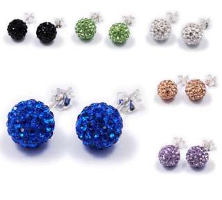   8mm crystal ball on 925 Solid Sterling Silver stud earrings  
