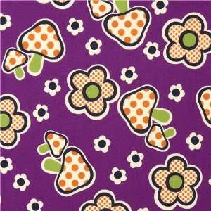  purple mushroom florets fabric by Kokka Japan (Sold in 