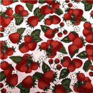 Hi Point Cotton Fabric Bright Red Strawberries FQ  