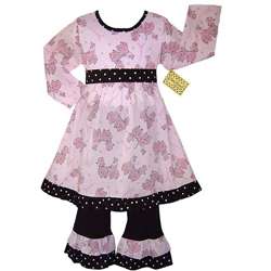 AnnLoren Girls French Poodle 2 piece Dress Outfit  