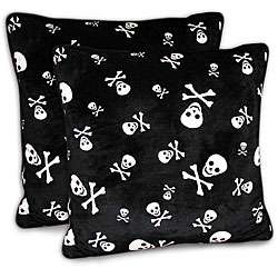   Black/ White Smiling Skull Pillows (Pack of 2)  