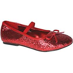 Pleaser Girls Red Glitter Bow tie Ballet Flats  