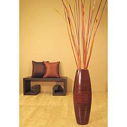 Autumn Palms in Bamboo Cylinder Floor Vase  