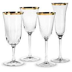 Vera Wang Gold rimmed Classic Footed Wine Glasses (Set of 4 