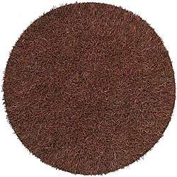 Brown Leather Shag Rug (6 Round)  
