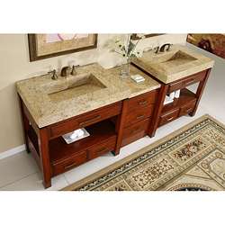   Exclusive Kashmir Gold Granite Top Double Stone Sink Bathroom Vanity