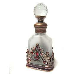 Victorian Design Frosted Red Perfume Bottle  