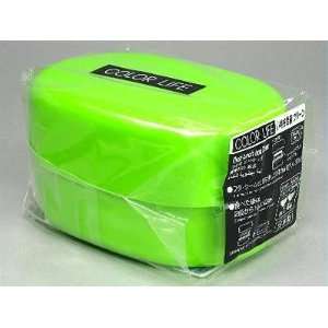  Japanese Microwavable Oval Bento Box, Belt Included, Green 