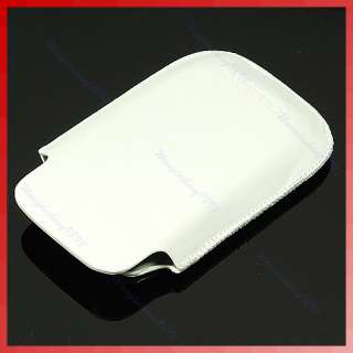 White Leather Pocket Case Pouch f Blackberry Bold 9700  